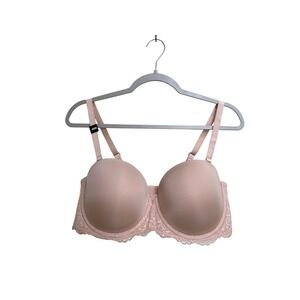 Torrid Curve Multi-Way Strapless Bra Lightly Lined Nude Lace Rose Size 40DD NWT